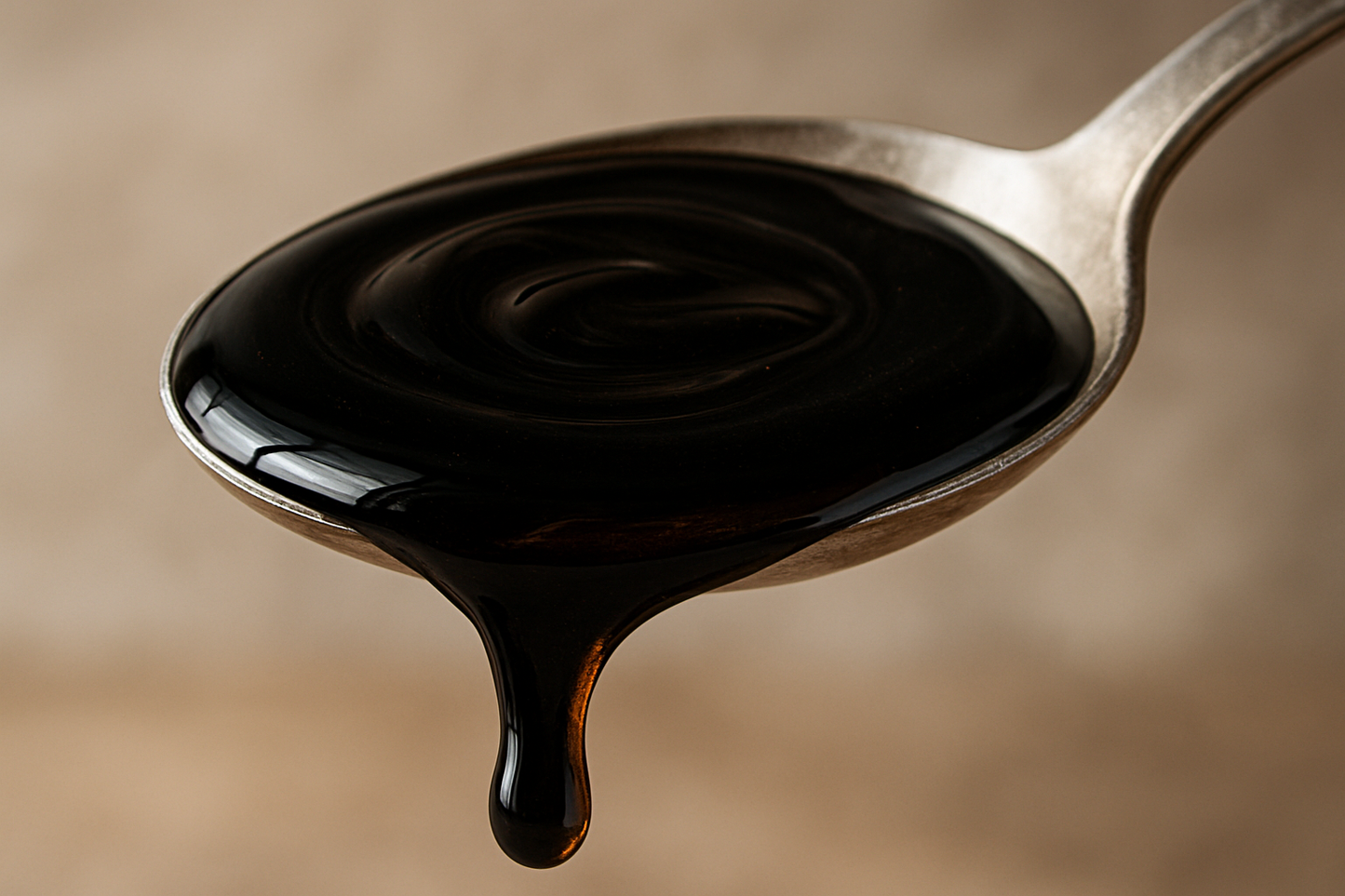 black honey on a spoon